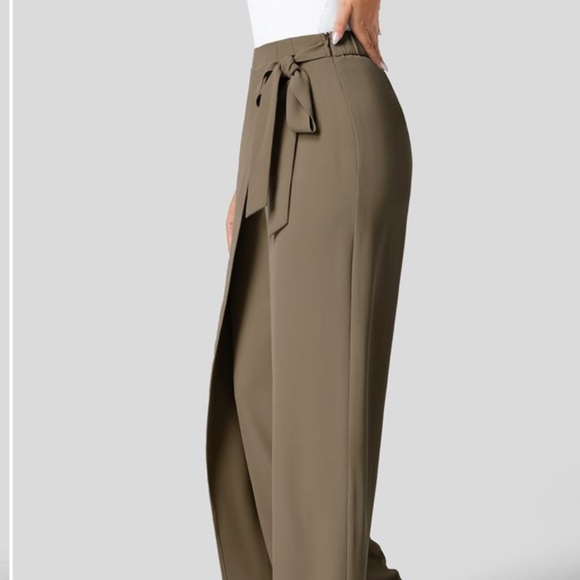 HALARA HIGH WAISTED SIDE TIE INVISIBLE ZIPPER WIDE LEG PANT LARGE - Picture 3 of 9